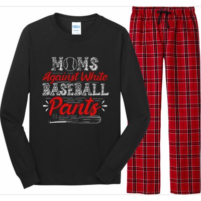 Moms Against White Baseball Pants Funny Baseball Mom Long Sleeve Pajama Set