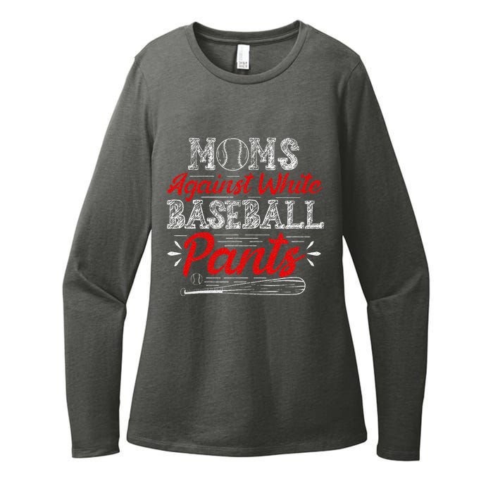 Moms Against White Baseball Pants Funny Baseball Mom Womens CVC Long Sleeve Shirt