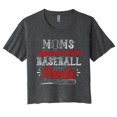 Moms Against White Baseball Pants Funny Baseball Mom Women's Crop Top Tee