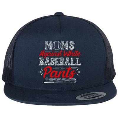 Moms Against White Baseball Pants Funny Baseball Mom Flat Bill Trucker Hat