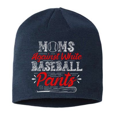 Moms Against White Baseball Pants Funny Baseball Mom Sustainable Beanie