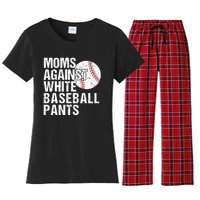 Moms Against White Baseball Pants Funny Baseball Mom Women's Flannel Pajama Set