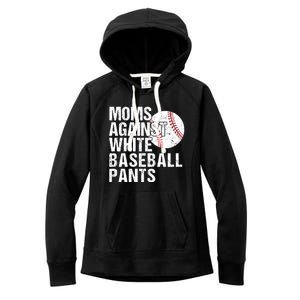 Moms Against White Baseball Pants Funny Baseball Mom Women's Fleece Hoodie