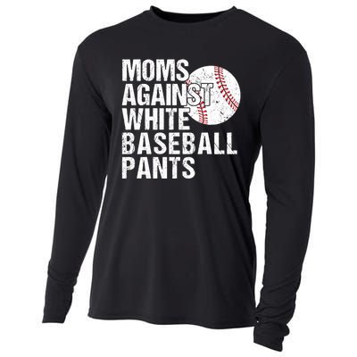 Moms Against White Baseball Pants Funny Baseball Mom Cooling Performance Long Sleeve Crew