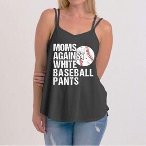 Moms Against White Baseball Pants Funny Baseball Mom Women's Strappy Tank