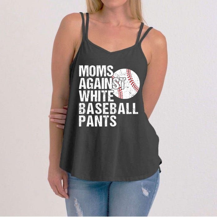 Moms Against White Baseball Pants Funny Baseball Mom Women's Strappy Tank