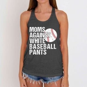 Moms Against White Baseball Pants Funny Baseball Mom Women's Knotted Racerback Tank