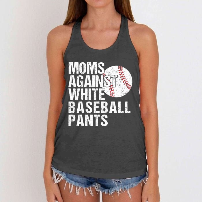 Moms Against White Baseball Pants Funny Baseball Mom Women's Knotted Racerback Tank