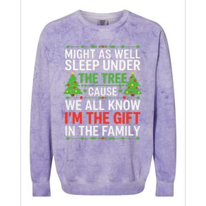 Might As Well Sleep Under The Tree Christmas Pajamas Colorblast Crewneck Sweatshirt