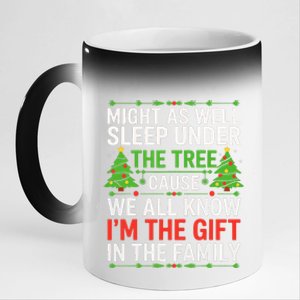 Might As Well Sleep Under The Tree Christmas Pajamas 11oz Black Color Changing Mug