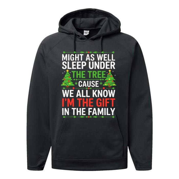 Might As Well Sleep Under The Tree Christmas Pajamas Performance Fleece Hoodie