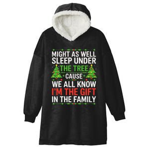 Might As Well Sleep Under The Tree Christmas Pajamas Hooded Wearable Blanket