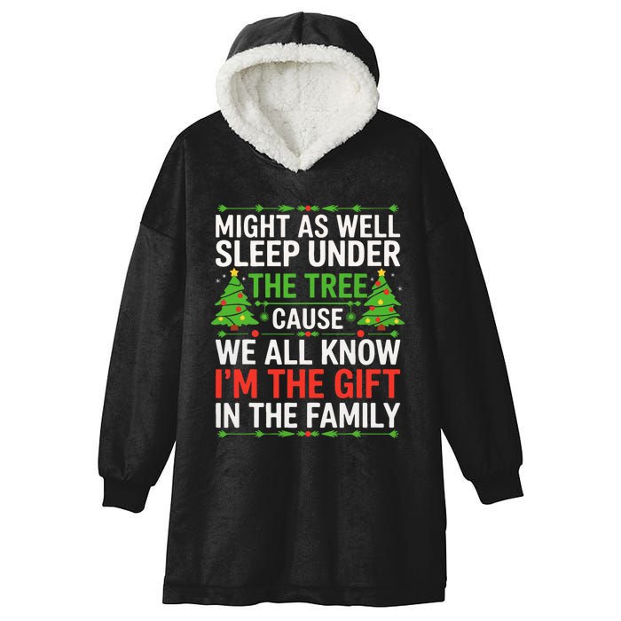 Might As Well Sleep Under The Tree Christmas Pajamas Hooded Wearable Blanket