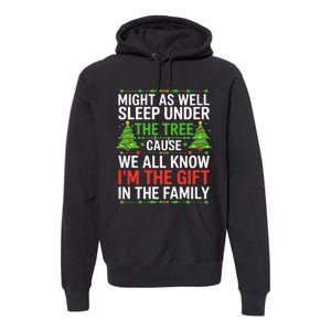 Might As Well Sleep Under The Tree Christmas Pajamas Premium Hoodie