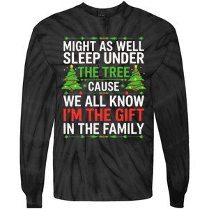 Might As Well Sleep Under The Tree Christmas Pajamas Tie-Dye Long Sleeve Shirt