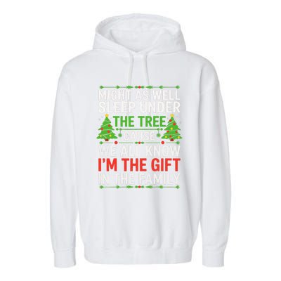 Might As Well Sleep Under The Tree Christmas Pajamas Garment-Dyed Fleece Hoodie