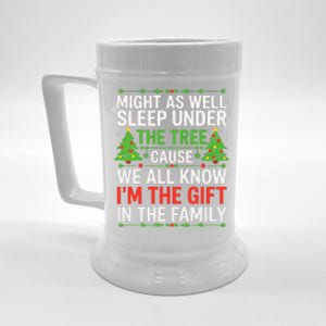 Might As Well Sleep Under The Tree Christmas Pajamas Beer Stein