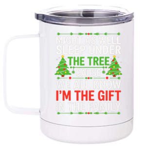 Might As Well Sleep Under The Tree Christmas Pajamas 12 oz Stainless Steel Tumbler Cup