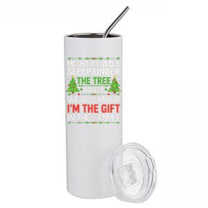 Might As Well Sleep Under The Tree Christmas Pajamas Stainless Steel Tumbler