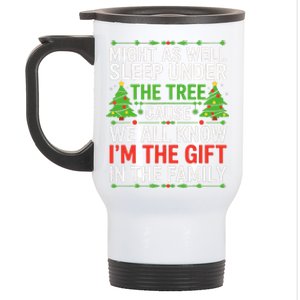 Might As Well Sleep Under The Tree Christmas Pajamas Stainless Steel Travel Mug