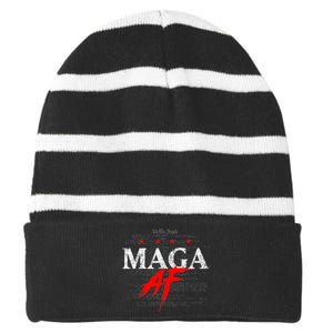 Maga Af We The People Have Spoken Donald Trump 47th President Of The Usa Striped Beanie with Solid Band