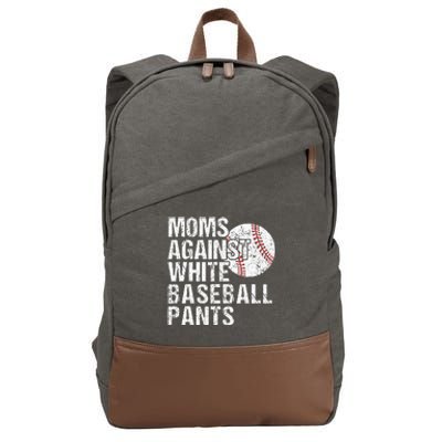 Moms Against White Baseball Pants Funny Baseball Mom Cotton Canvas Backpack