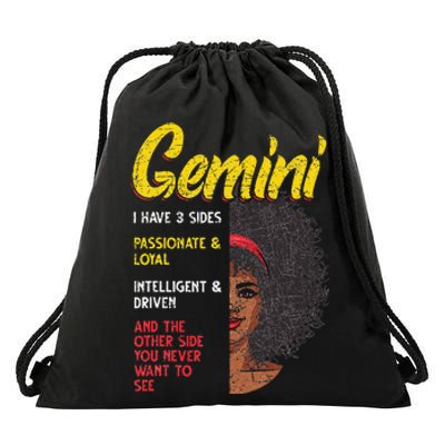 Melanin Afro Wo Zodiac Sign Gemini Drawstring Bag