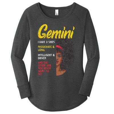 Melanin Afro Wo Zodiac Sign Gemini Women's Perfect Tri Tunic Long Sleeve Shirt