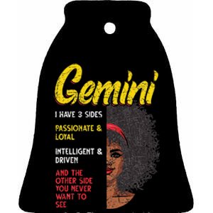 Melanin Afro Wo Zodiac Sign Gemini Ceramic Bell Ornament