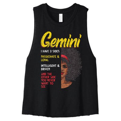 Melanin Afro Wo Zodiac Sign Gemini Women's Racerback Cropped Tank