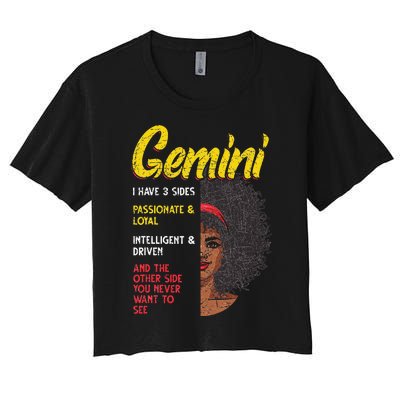 Melanin Afro Wo Zodiac Sign Gemini Women's Crop Top Tee