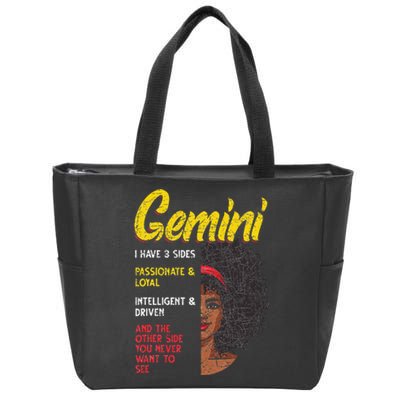 Melanin Afro Wo Zodiac Sign Gemini Zip Tote Bag