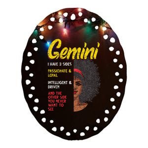 Melanin Afro Wo Zodiac Sign Gemini Ceramic Oval Ornament