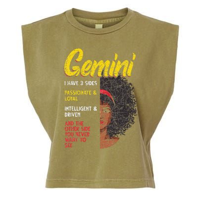 Melanin Afro Wo Zodiac Sign Gemini Garment-Dyed Women's Muscle Tee