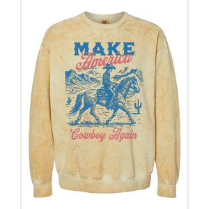 Make America Western Cowboy Again Retro Colorblast Crewneck Sweatshirt