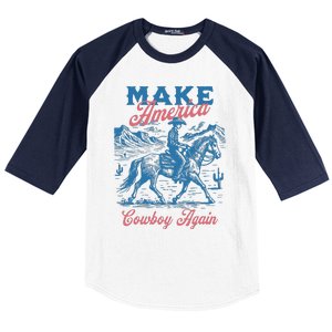 Make America Western Cowboy Again Retro Baseball Sleeve Shirt