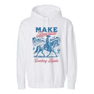 Make America Western Cowboy Again Retro Garment-Dyed Fleece Hoodie