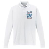 Make America Western Cowboy Again Retro Performance Long Sleeve Polo