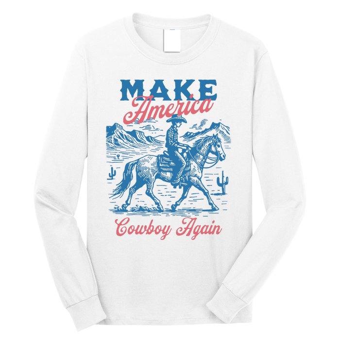 Make America Western Cowboy Again Retro Long Sleeve Shirt