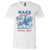 Make America Western Cowboy Again Retro V-Neck T-Shirt