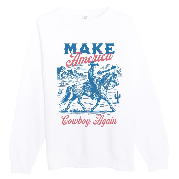 Make America Western Cowboy Again Retro Premium Crewneck Sweatshirt