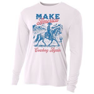 Make America Western Cowboy Again Retro Cooling Performance Long Sleeve Crew