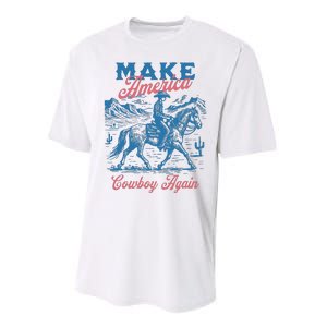 Make America Western Cowboy Again Retro Performance Sprint T-Shirt