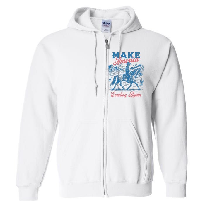 Make America Western Cowboy Again Retro Full Zip Hoodie