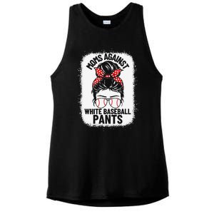 Moms Against White Baseball Pants Baseball Messy Bun Mom Ladies PosiCharge Tri-Blend Wicking Tank