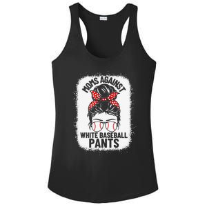 Moms Against White Baseball Pants Baseball Messy Bun Mom Ladies PosiCharge Competitor Racerback Tank