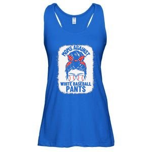 Moms Against White Baseball Pants Baseball Messy Bun Mom Ladies Essential Flowy Tank