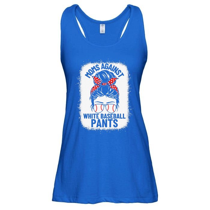 Moms Against White Baseball Pants Baseball Messy Bun Mom Ladies Essential Flowy Tank