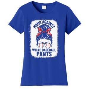 Moms Against White Baseball Pants Baseball Messy Bun Mom Women's T-Shirt