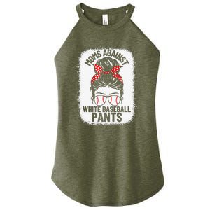 Moms Against White Baseball Pants Baseball Messy Bun Mom Women's Perfect Tri Rocker Tank